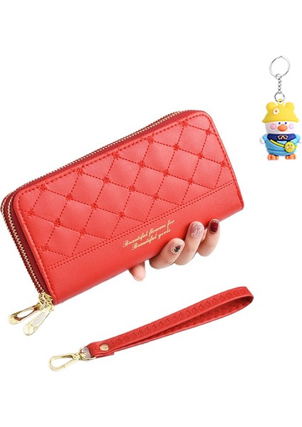 Bayan Cüzdan Çift Fermuarlı Moda Basit Çoklu Kart Yuvası Büyük Kapasiteli Cep Telefonu Clutch (Yurt Dışından)