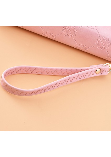 Cüzdan Kadın Uzun Çift Fermuarlı Clutch Büyük Kapasiteli Çift Katmanlı Cep Telefonu Çantası Bilek Kayışı Cüzdan (Yurt Dışından)