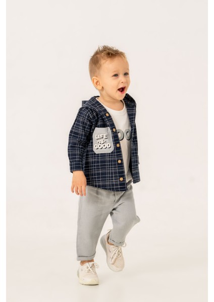 Erkek Bebek Çizgili Ceketli Üçlü Takım fiyatları