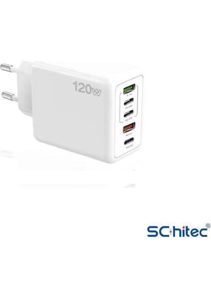 120W 3 Type-C + 2 Usba Toplam 5 Çıkışlı Ev Tipi Şarj Aleti Set 6A 100W Usba To Type-C 1metre Süper Hızlı Data ve Şarj Kablosu SR30