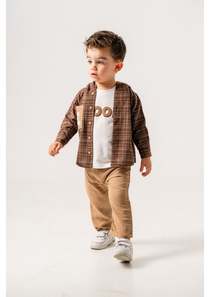 Erkek Bebek Çizgili Ceketli Üçlü Takım