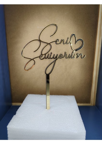 Seni seviyorum pasta süsü gold