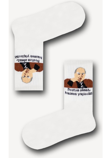 Dostum Olmaz Hasmım Yaşamaz Yazılı Atletik Çorap
