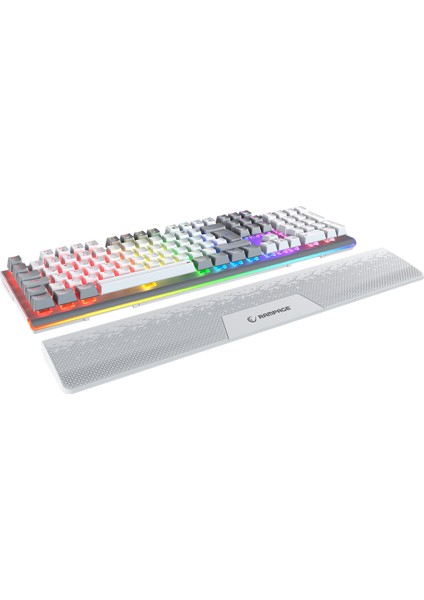 Carbon Pro BEYAZ/GRİ Bluetooth Klavye Kablosuz Klavye Full ŞARJLI Rgb Redswich Mekanik Klavye Oyuncu Klavye Bilek Destek
