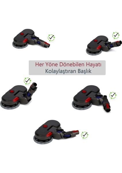 Dyson Uyumlu Püskürtmeli Silme Ve Süpürme Başlığı