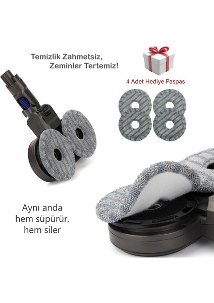 Dyson Uyumlu Püskürtmeli Silme Ve Süpürme Başlığı modelleri