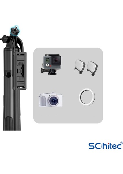 Q05 Buetooth Kumandalı Selfie Çubuğu Tripod 1,58M 360° Oynar Başlık