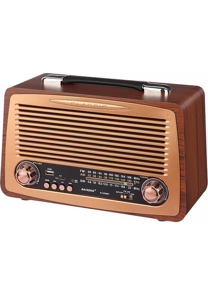 Büyük Boy Retro Radyo Taşınabilir Bluetooth Speaker ve Hoparlör Klasik Antika Tarzı Iç ve Dış Mekan Multiband USB Girişli Dekoratif Klasik Radyo 30,5X18X11,5 cm 3299BT
