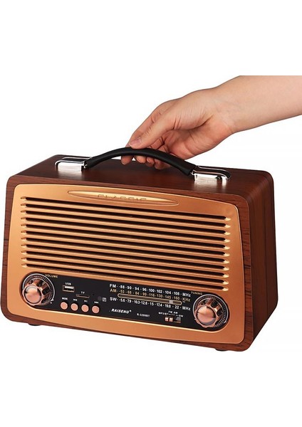 Büyük Boy Retro Radyo Taşınabilir Bluetooth Speaker ve Hoparlör Klasik Antika Tarzı Iç ve Dış Mekan Multiband USB Girişli Dekoratif Klasik Radyo 30,5X18X11,5 cm 3299BT