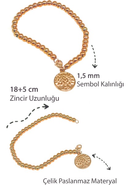 - Yaşam Ağacı Figürlü Zincirli Bileklik - Paslanmaz Çelik - Özel Hediye Paketinde fırsatları