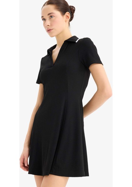 Coool Polo Yaka Fitilli Kaşkorse Kısa Kollu Mini Elbise E5327AX25SP fiyatları