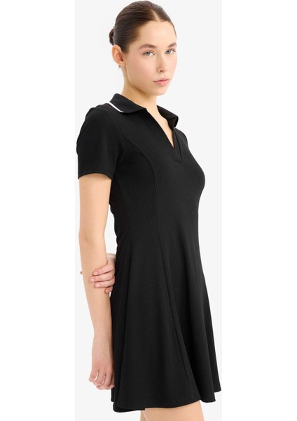 Coool Polo Yaka Fitilli Kaşkorse Kısa Kollu Mini Elbise E5327AX25SP modelleri