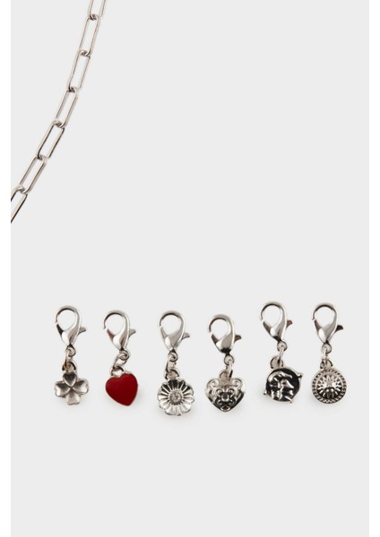 Kadın Silver Detaylı Değiştirilebilir Uçlu Charm Kolye E4475AXNS fiyatları