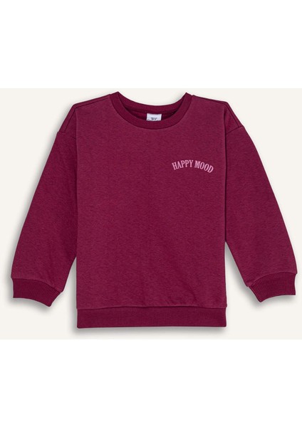 Kız Bebek Bisiklet Yaka Baskılı Kalın Sweatshirt D1539A524AU