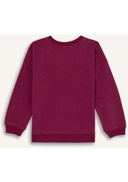 Kız Bebek Bisiklet Yaka Baskılı Kalın Sweatshirt D1539A524AU