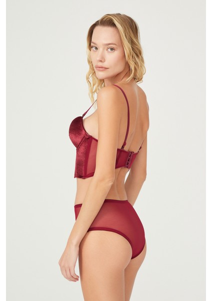 Bordo Kadife Büstiyer Takım/ Iç Çamaşırı