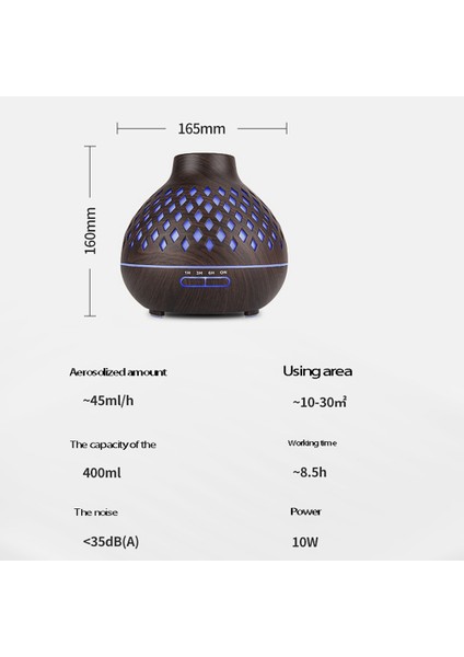 Esansiyel Yağ Difüzörü 400ML Ahşap Desenli Aroma Soğuk Sisli Nemlendirici Ev Bebek Odası Abd Fişi (Yurt Dışından)