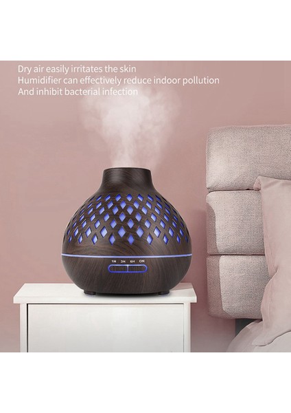 Esansiyel Yağ Difüzörü 400ML Ahşap Desenli Aroma Soğuk Sisli Nemlendirici Ev Bebek Odası Abd Fişi (Yurt Dışından)