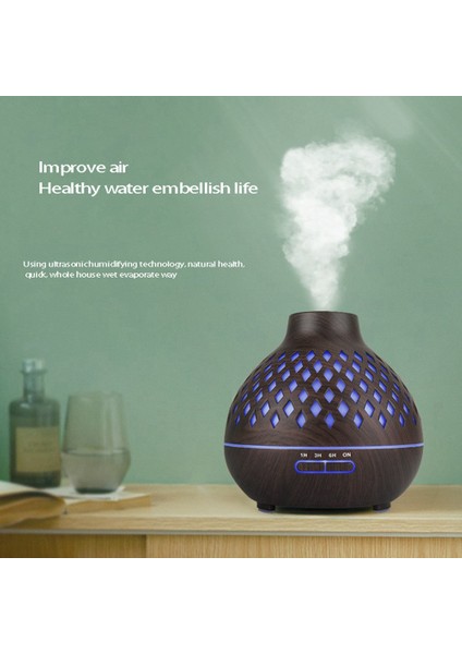 Esansiyel Yağ Difüzörü 400ML Ahşap Desenli Aroma Soğuk Sisli Nemlendirici Ev Bebek Odası Abd Fişi (Yurt Dışından)