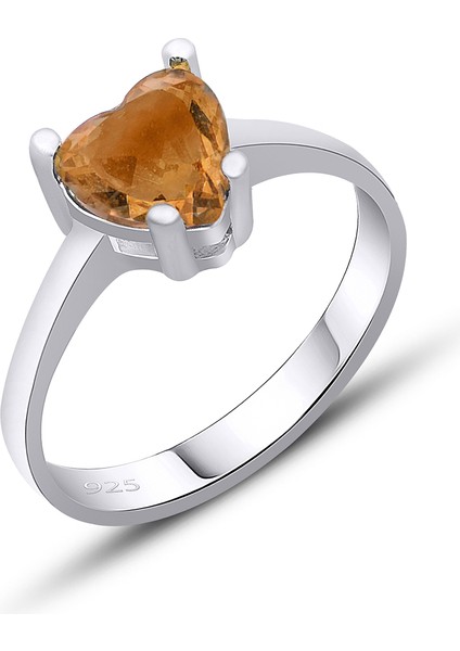 Gümüş Zultanit Taşlı Yüzük Renk Değiştiren Kalp Yüzük ST270