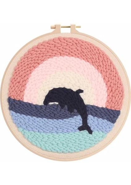 Kasnaklı Goblen Punch (Panç) Işleme Seti 20 cm Yunus Deseni