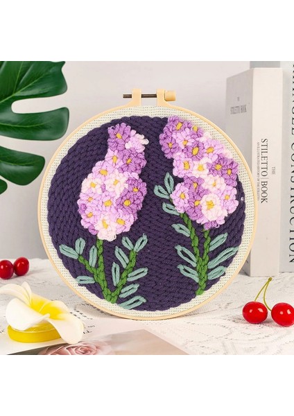 Kasnaklı Goblen Punch (Panç) Işleme Seti 20 cm Sümbül Deseni