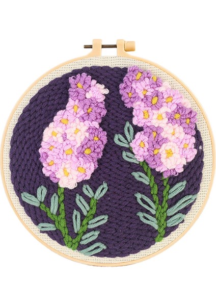 Kasnaklı Goblen Punch (Panç) Işleme Seti 20 cm Sümbül Deseni