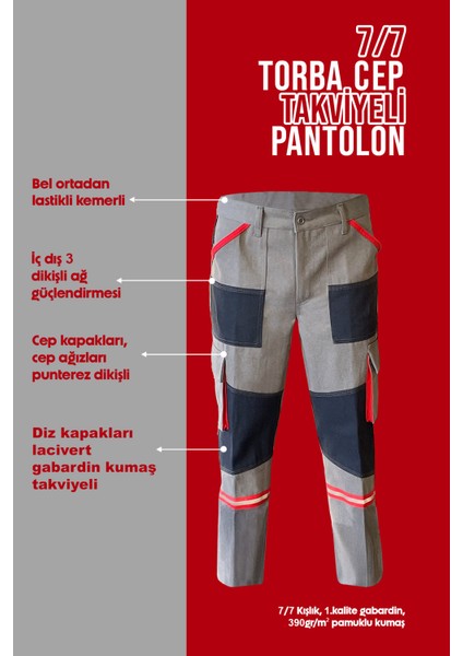 7/7 Torba Cep + Takviyeli Kışlık Iş Pantolonu – Dayanıklı, Konforlu ve Şık