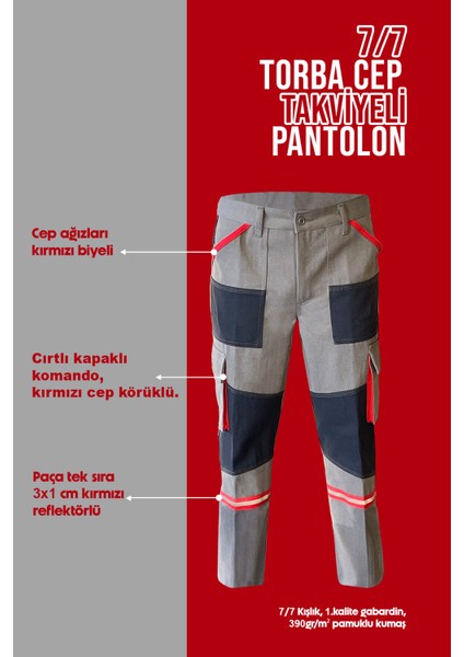 7/7 Torba Cep + Takviyeli Kışlık Iş Pantolonu – Dayanıklı, Konforlu ve Şık