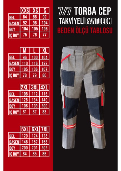 7/7 Torba Cep + Takviyeli Kışlık Iş Pantolonu – Dayanıklı, Konforlu ve Şık