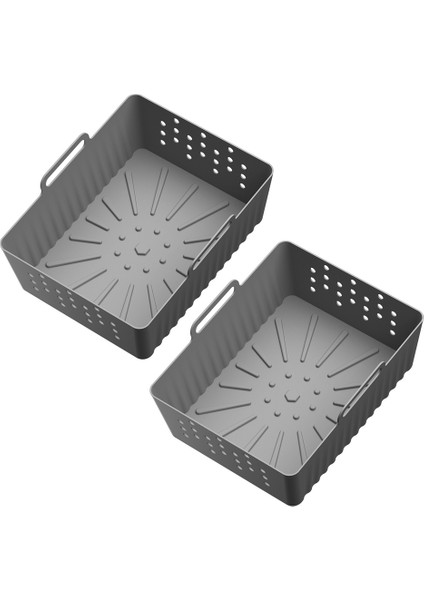 2 Adet Hava Fritözü Silikon Kaplamaları Ninja SL400UK/SL401 Sepet Hava Fritözü Yeniden Kullanılabilir Hava Fritözü Tencere Aksesuarları Gri (Yurt Dışından)