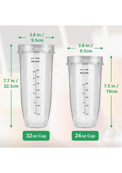 Ninja Auto Iq Için Blender Yedek Parçaları, 24OZ + 32OZ Ninja Blender Bardakları, Taşınabilir Kapak Seti, Kanatçık Çıkarıcı Bıçak (Yurt Dışından)
