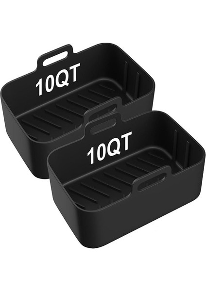 2 Adet Hava Fritöz Silikon Gömlekleri Ninjia DZ401 DZ550 Çift Hava Fritöz Yeniden Kullanılabilir 10QT Yapışmaz Airfryer Sepet Aksesuarları (Yurt Dışından)