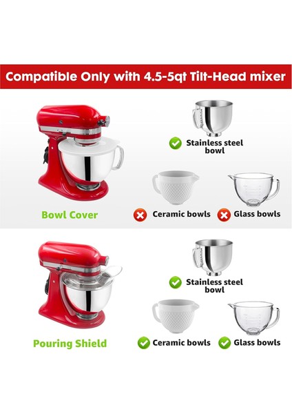 Kitchenaid Için 4,5-5 Quart Açılır Kafalı Stand Mikserler, Güvenli Dökme Kalkanı ve Mikserler Kase Kapakları Mikser Sıçrama Koruma Kapakları (Yurt Dışından) fırsatları