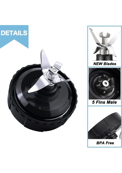 Ninja Blender QB3000, QB3000SSW-30, QB3000QR-30, QB3001SS-30, QB3000QBK, QB3004, QB3005 Için 5 Fins Blender Bıçağı (Yurt Dışından) fırsatları