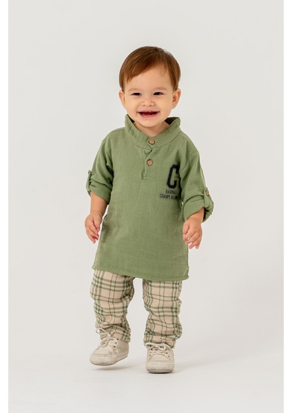 Erkek Bebek Ekose Müslin Ikili Takım fiyatları