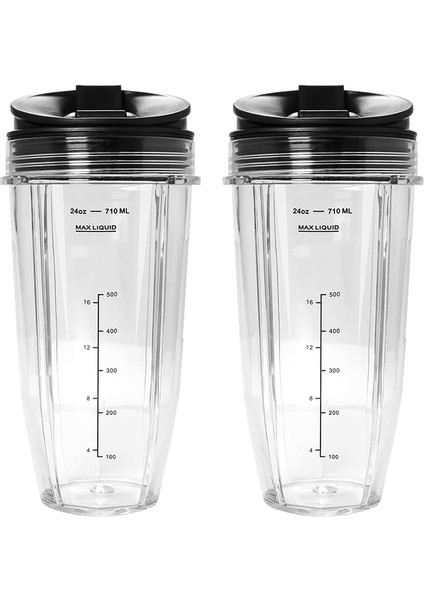 Nutri Ninja Auto Iq Serisi Blenderlar Için BL450/BL454/BL456/BL480/BL481 ile Uyumlu 2 Paket Yedek 24 Oz Bardak ve Musluk Kapağı (Yurt Dışından)