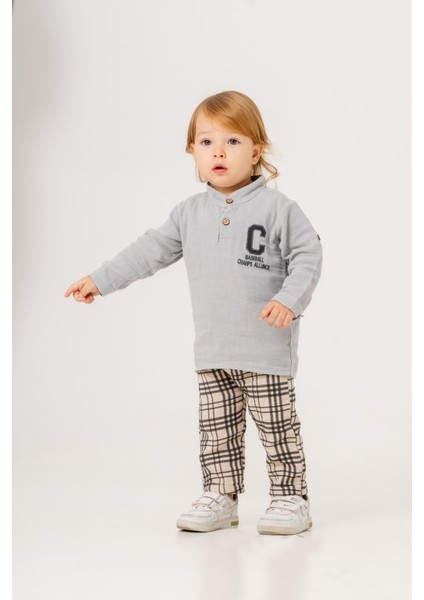 Erkek Bebek Ekose Müslin Ikili Takım modelleri