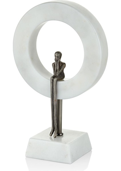Evza beyaz dekoratif mermer halka 8*16*26 cm