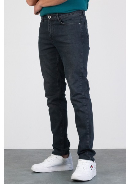 Erkek James Füme Antrasit Taşlamalı Slim Fit Likralı Jean Kot Pantolon Anthrazıt 36/30