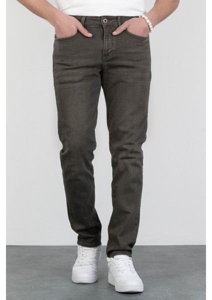 Erkek Ramos Çam Yeşili Regular Fit Likralı Jean Kot Pantolon Dunkles Khaki 29/32
