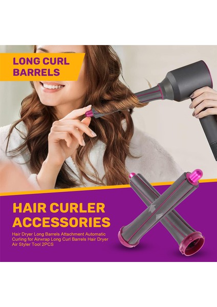 Saç Kurutma Makinesi Uzun Namlulu Ek Parçası Dyson Airwrap Uzun Kıvırma Namlulu Saç Kurutma Makinesi Hava Şekillendirici Alet 2 Adet (Yurt Dışından)