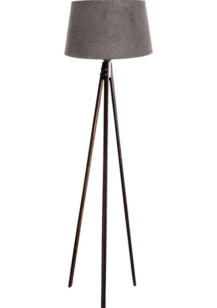 Oval 3 Ayak Tripod Lambader Abajur Köşe Lambası Ahşap Ceviz