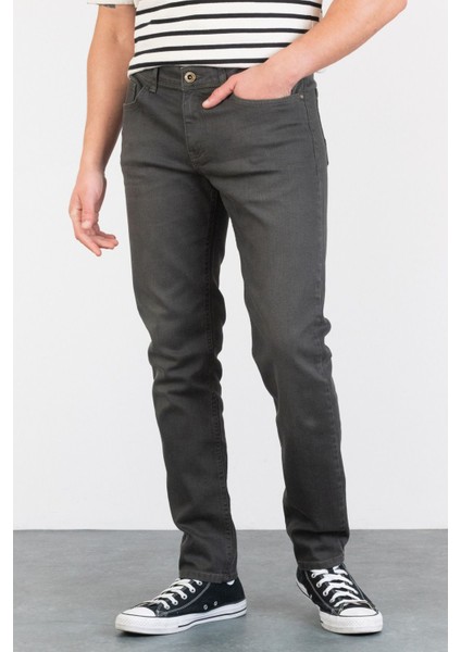 Erkek Lukas Haki Taşlamalı Slim Fit Likralı Jean Kot Pantolon Khaki 38/30 fırsatları