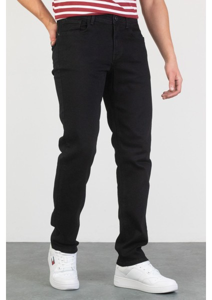 Erkek Oscar Regular Fit Likralı Siyah Jean Kot Pantolon Schwarz 36/32