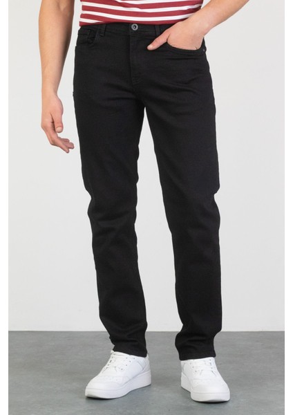 Erkek Oscar Regular Fit Likralı Siyah Jean Kot Pantolon Schwarz 36/32