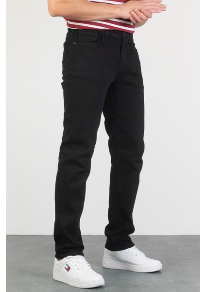 Erkek Oscar Regular Fit Likralı Siyah Jean Kot Pantolon Schwarz 36/32