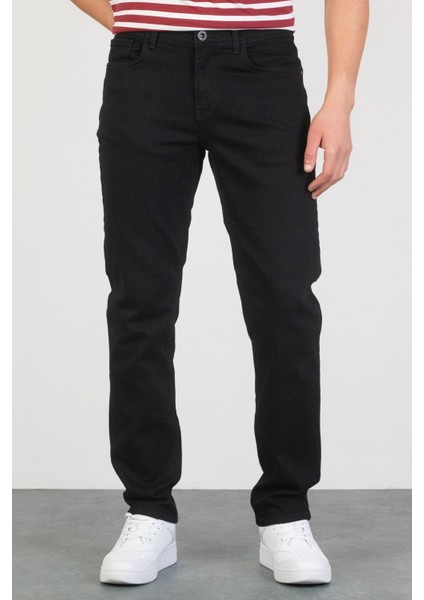 Erkek Oscar Regular Fit Likralı Siyah Jean Kot Pantolon Schwarz 36/32