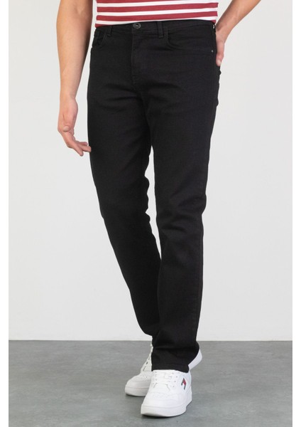 Erkek Oscar Regular Fit Likralı Siyah Jean Kot Pantolon Schwarz 36/32