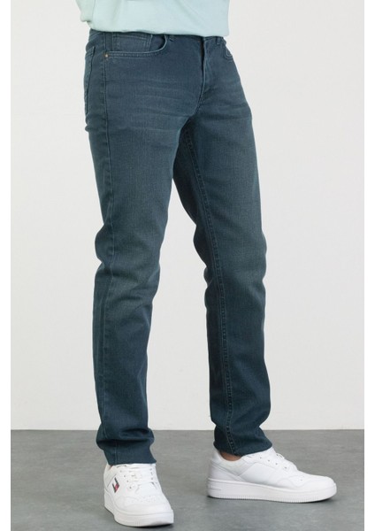 Erkek Robert Petrol Yeşili Taşlamalı Slim Fit Likralı Jean Kot Pantolon Dunkelgrün 40/32 fiyatları